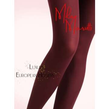 Mila Marutti Burgundy Tights for Women | Maroon Stockings for Women | Wine Color Semi Sheer Pantyhose Nylons - Burgundy, M