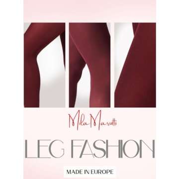 Mila Marutti Burgundy Tights for Women | Maroon Stockings for Women | Wine Color Semi Sheer Pantyhose Nylons - Burgundy, M