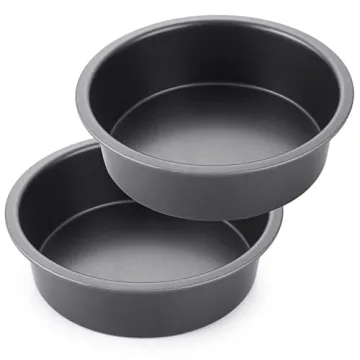 HONGBAKE Round Cake Pan Set for Baking, 8 Inch, Nonstick Deeper Circle Cake Pans with Wider Grips, 2...