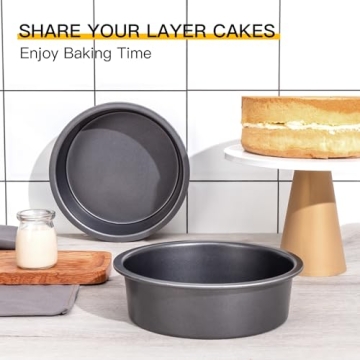 HONGBAKE Round Cake Pan Set for Baking, 8 Inch, Nonstick Deeper Circle Cake Pans with Wider Grips, 2 Pieces Layer Cake Tin, Cheesecake Mold, Huty Duty, Dishwasher Safe - Grey