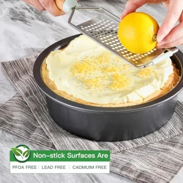 HONGBAKE Round Cake Pan Set for Baking, 8 Inch, Nonstick Deeper Circle Cake Pans with Wider Grips, 2 Pieces Layer Cake Tin, Cheesecake Mold, Huty Duty, Dishwasher Safe - Grey