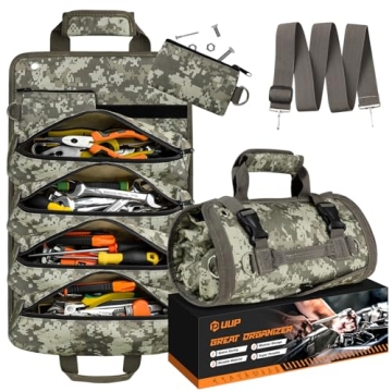UUP Heavy Duty Roll Up Tool Bag with Detachable Pouches, Camouflage