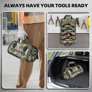Heavy Duty Roll Up Tool Bag with Detachable Pouches