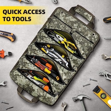 Heavy Duty Roll Up Tool Bag with Detachable Pouches