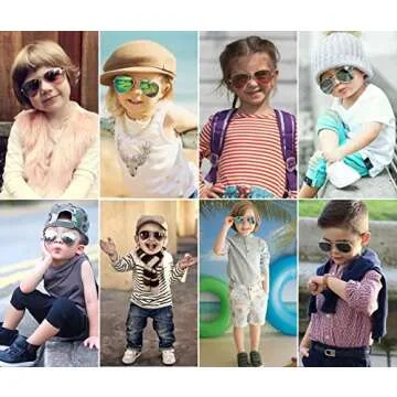 JOVAKIT Kids Small Polarized Aviator Sunglasses for Girls and Boys Age 4-16 (Silver/Grey)