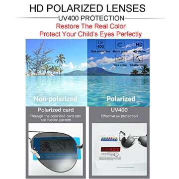 JOVAKIT Kids Small Polarized Aviator Sunglasses for Girls and Boys Age 4-16 (Silver/Grey)