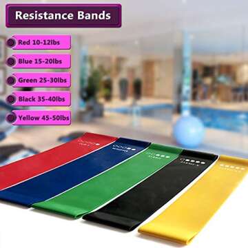 HOONSO 9 inch Resistance Loops Exercise Resistance Bands with Carry Bag and Instruction Guide for Fitness Home Gym, Working Out (Set of 5)