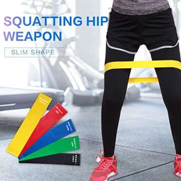 HOONSO 9 inch Resistance Loops Exercise Resistance Bands with Carry Bag and Instruction Guide for Fitness Home Gym, Working Out (Set of 5)