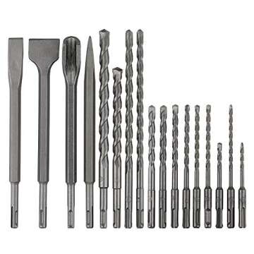 COMOWARE Rotary Hammer Drill Bits Set & Chisels- SDS Plus Concrete Masonry Hole Tool 17pcs with Stor...