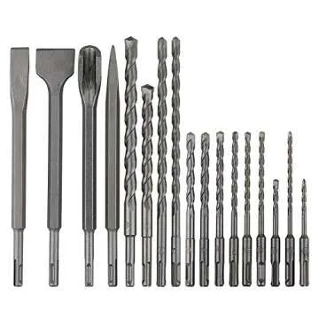COMOWARE Rotary Hammer Drill Bits Set & Chisels- SDS Plus Concrete Masonry Hole Tool 17pcs with Stor...