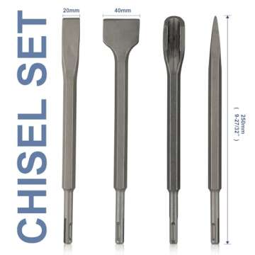 COMOWARE Rotary Hammer Drill Bits Set & Chisels- SDS Plus Concrete Masonry Hole Tool 17pcs with Storage Case