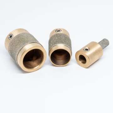 Stained Glass Diamond Grinder Bit Tools - 3 Size Brass Core Set