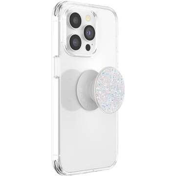 PopSockets Phone Grip with Expanding Kickstand, Glitter PopGrip - White