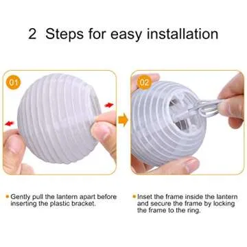 TIGOMOOV Lantern String Lights Plug in, Outdoor Lantern Lights String 9.83FT Pack of 10 Nylon Lantern String Lights for Patio,White Lights String for Bedroom(Lanterns Need Simple Assembly)