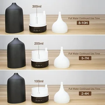 Essential Oil Diffuser Aromatherapy Humidifier - 300ML Ceramic Ultrasonic Infuser Quiet Aroma Air Defuser Vaporizer with 7 Lights & 2 Mist for Home Large Room Black