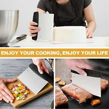 HaSteeL Griddle Accessories Kit of 5, Heavy Duty Metal Spatula, Professional Stainless Steel Flat Top Griddle Tools Set, Pancake Flipper/Griddle Scraper/Hamburger Turner for BBQ Grilling Cast Iron