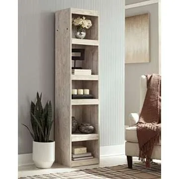 Signature Design by Ashley Willowton Coastal Entertainment Center Pier Bookcase with 3 Adjustable Sh...