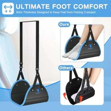 Foot Hammock for Plane Travel, Airplane Foot Hammock for Travel Accessories, Portable Wider Airplane Foot Rest for Long Flight - Length Adjustable, Under Desk footrest at Work to Relax Feet
