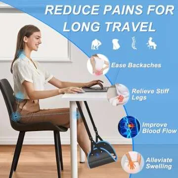 Foot Hammock for Plane Travel, Airplane Foot Hammock for Travel Accessories, Portable Wider Airplane Foot Rest for Long Flight - Length Adjustable, Under Desk footrest at Work to Relax Feet