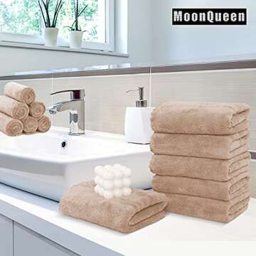 MOONQUEEN 6 Pack Premium Hand Towels - Quick Drying - Microfiber Coral Velvet Highly Absorbent Towel...