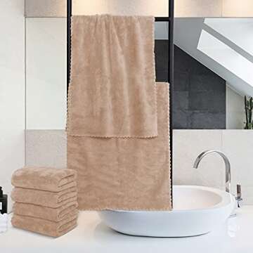 MOONQUEEN 6 Pack Premium Hand Towels - Quick Drying - Microfiber Coral Velvet Highly Absorbent Towels - Multipurpose Use as Hotel, Bathroom, Shower, Spa, Hand Towel 16 x 28 inches (Brown)