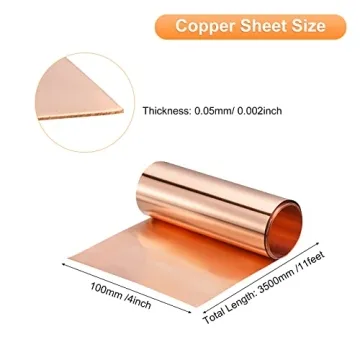 uxcell Copper Sheet Roll 3500mm x 100mm 99.9% Pure Copper