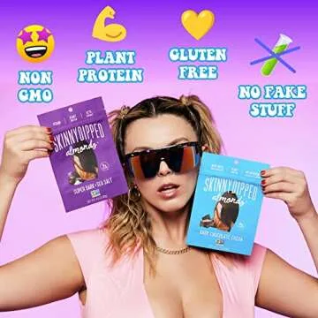 SkinnyDipped Fan Favorites Almond Variety Pack, Healthy Snack, Plant Protein, Gluten Free, 3.5 oz Resealable Bags, Pack of 5