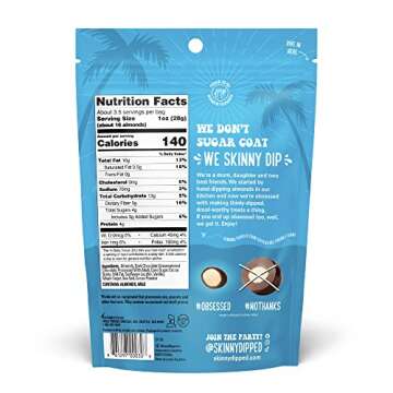 SkinnyDipped Fan Favorites Almond Variety Pack, Healthy Snack, Plant Protein, Gluten Free, 3.5 oz Resealable Bags, Pack of 5