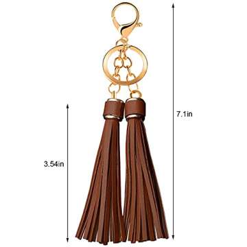 JOUDOO Woman Leather Tassel Keychain Bag Charm Pendant Accessories for Purse Handbag Car Key GJ023 (Dark Brown)