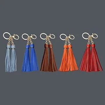 JOUDOO Woman Leather Tassel Keychain Bag Charm Pendant Accessories for Purse Handbag Car Key GJ023 (Dark Brown)
