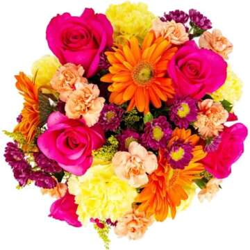 Everlasting Fling in Opal vase| Pink, Orange Aquabloom Fresh Flower Bouquet | Arabella Bouquets | Fr...