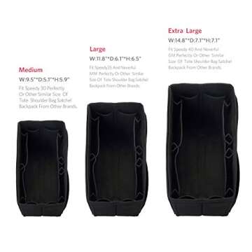 ZTUJO Felt Purse Organizer, Multi Pocket Bag in Bag Organizer For Tote & Handbag Shaper, Speedy 30, ...