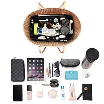 ZTUJO Felt Purse Organizer, Multi Pocket Bag in Bag Organizer For Tote & Handbag Shaper, Speedy 30, Speedy 35 and Speedy 40 (Medium, Black)