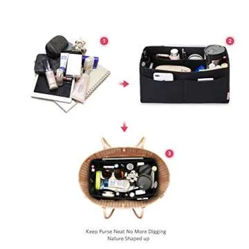 ZTUJO Felt Purse Organizer, Multi Pocket Bag in Bag Organizer For Tote & Handbag Shaper, Speedy 30, Speedy 35 and Speedy 40 (Medium, Black)