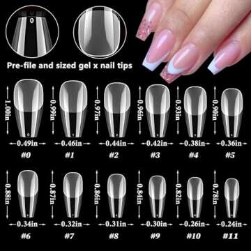 LoveOurHome 240pc Medium Coffin Fake Nail Tips Clear Gel X Nail Tips Full Cover Clear Press on Nails...