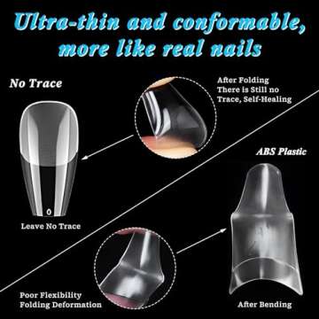 LoveOurHome 240pc Medium Coffin Fake Nail Tips Clear Gel X Nail Tips Full Cover Clear Press on Nails Coffin Acrylic Nail Tips Artificial Nails Short Ballerina Fake Fingernail Gel Nail Extension Tips