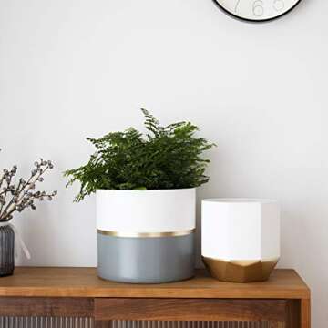 LA JOLIE MUSE Large White Ceramic Plant Pots - Garden Planters 10 + 8.1 Inch Indoor Flower Pots, Pla...