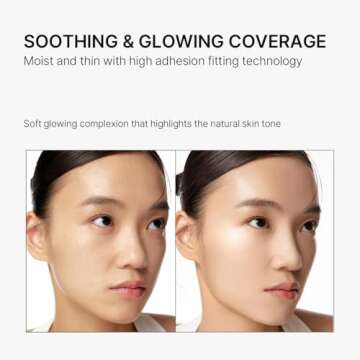 Parnell Cicamanu Serum Cushion - Moisturizing Foundation for Soothing, Coverage, Glass Skin and Lightweight for Sensitive and Dry Skin Pearl Skin (0.52 Fl Oz) (#23 Natural Beige)