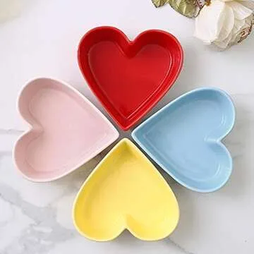 Sizikato 2 PCS Heart Shaped Ceramic Bowls - Perfect for Romantic Dinners