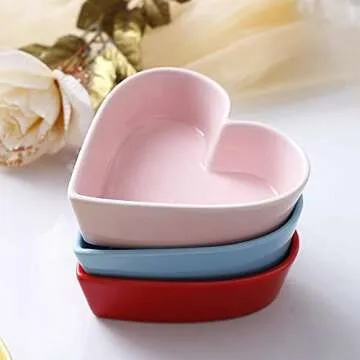 Sizikato Heart Shaped Ceramic Bowls for Snacks & Desserts