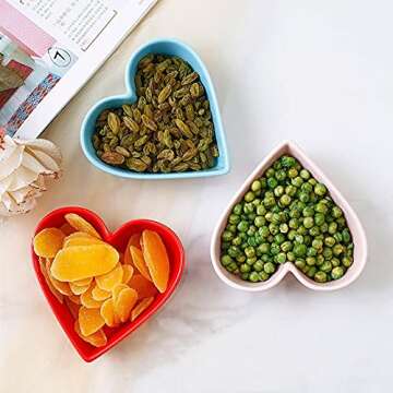 Sizikato 2 PCS Heart Shaped Ceramic Bowl Salad Bowl Dessert Bowl Snack Bowl - 5 Inch