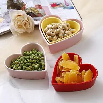 Sizikato Heart Shaped Ceramic Bowls for Snacks & Desserts