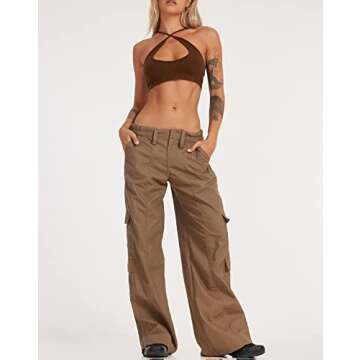 Women Oversized Cargo Pants Baggy Vintage Straight Leg Cargo Y2K Trouser 90s Goth Sexy Low Rised Jog...