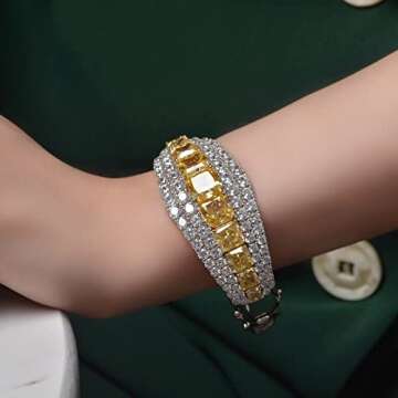 S925 Silver 11ct Bracelet with Yellow Diamonds for Women