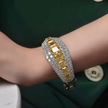 S925 Silver 11ct Bracelet with Yellow Diamonds for Women