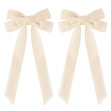 2PCS Velvet Hair Bows - Cute White Hair Accessories for Girls