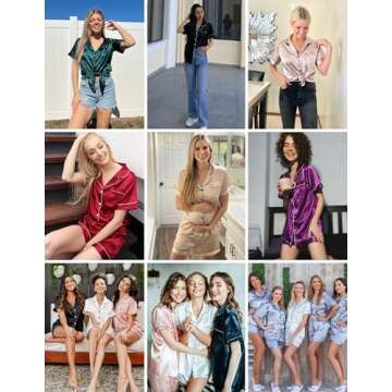 Ekouaer Womens Pajamas Silk Soft Sleepwear Short Sleeve Pjs Satin Button Down 2 Piece Lounge Wear Shorts Set,Lake Blue,X-Large