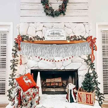 BEISHIDA 3 Packs 30 Feet Metallic Foil Fringe Garland Tinsel Streamers，Shiny Silver Wall Hanging Tinsel Fringe Banners for Wedding Birthday Party Decoration Halloween Christmas New Year