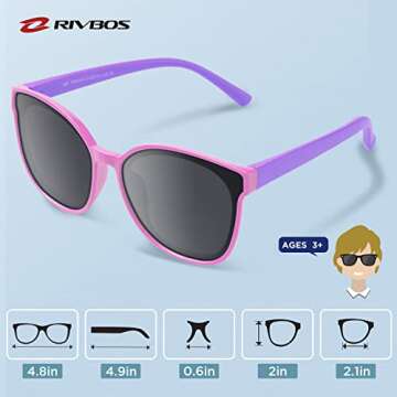 RIVBOS Kids Sunglasses with Strap - Polarized UV Protection