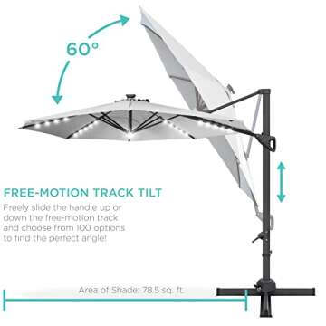 Best Choice Solar LED Cantilever Patio Umbrella 10ft